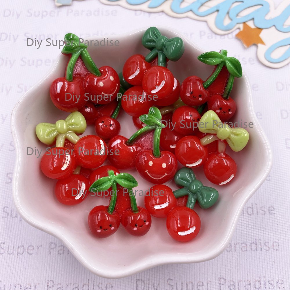 Paradise Jewelry & Watches Llc Photos - โบว์การ์ตูนน่ารักหลากสี 16 ชิ้น โบว์เชอร์รี่สีแดงแบบแบน สำหรับงาน DIY