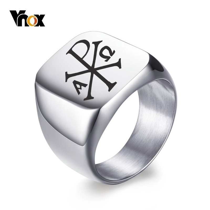 Mens Signet Ring - Vnoxส่วนบุคคลฟรีแสตมป์แหวนสำหรับชาย18มม.สแตนเลสSignetวงFraternalแหวนสุภาพบุรุษAnelของขวัญที่กำหนดเองสำหรับเขา