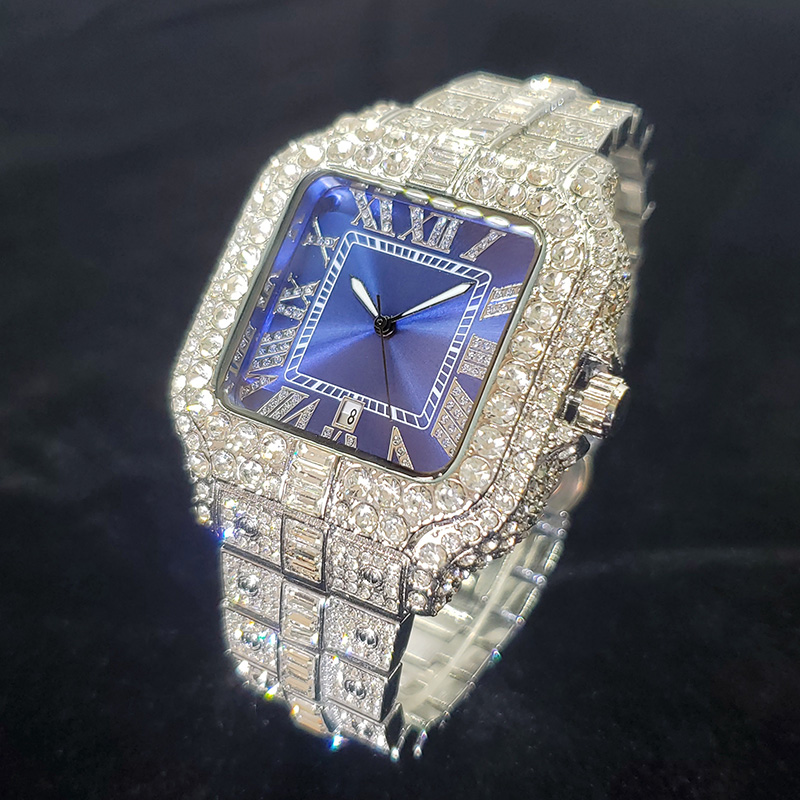 Jewelry And Watches Luxury Brand - แบรนด์หรูนาฬิกาเพชรสําหรับชายแฟชั่น Cool เงินเงาเครื่องประดับนาฬิกา Hip Hop Iced