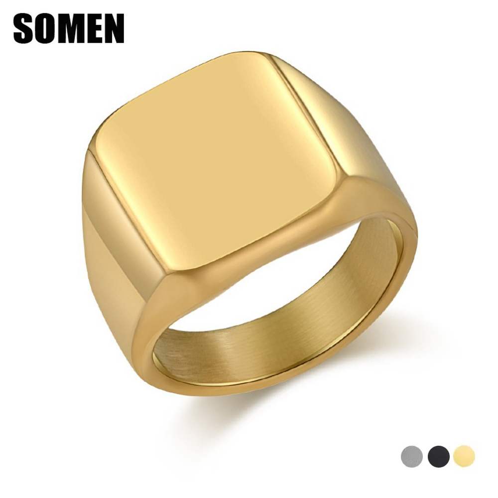 Mens Signet Ring - แหวนแต่งงานผู้ชายทรงสี่เหลี่ยมทำจากทังสเตนคาร์ไบด์ ดีไซน์เรียบหรู เหมาะสำหรับเป็นแหวนหมั้น แหวนวันครบรอบ ของขวัญสำหรับงานปาร์ตี้ เครื่องประดับแฟชั่น