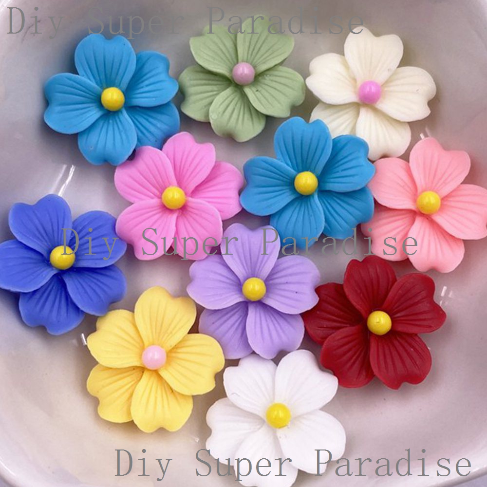 Paradise Jewelry & Watches Llc Photos - 50 ชิ้นเรซิ่นที่มีสีสัน 16 มิลลิเมตรดอกไม้แบนหินตุ๊กตาสมุดภาพ DIY งานแต่งงานคริสต์มาสตกแต่งงานศิลปะเครื่องประดับหัตถกรรมอุปกรณ์เสริม