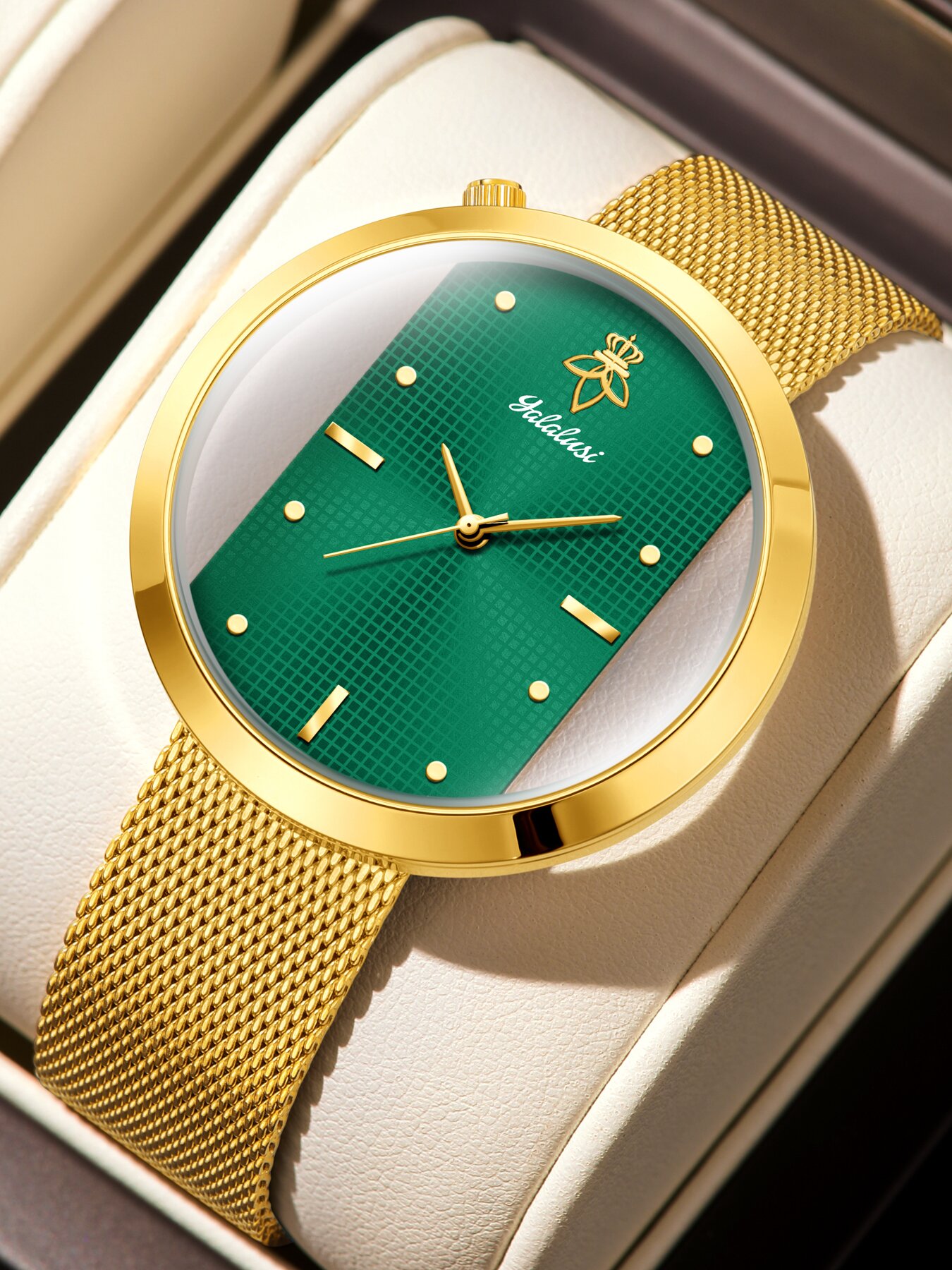 Jewelry Watches Vintage - YaLaLuSi นาฬิกาข้อมือสตรีสไตล์วินเทจพร้อมขอบหน้าปัดแบบโปร่งและสายตาข่าย – ของขวัญที่สมบูรณ์แบบ
