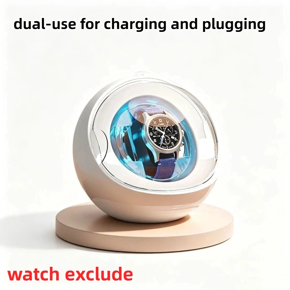 Automatic Watch Winder - ใช้งานได้สองแบบ ทั้งชาร์จและเสียบปลั๊ก กล่องหมุนนาฬิกาอัตโนมัติ ไฟแอมเบียนท์เปลี่ยนสีได้ 5 สี