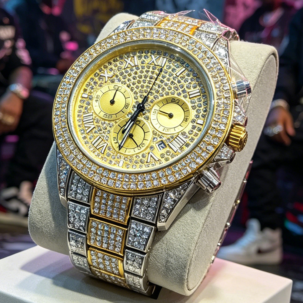 นาฬิกาควอตซ์ฮิปฮอปแบบเต็มเพชร  - Jewelry And Watches Luxury Brand บทวิจารณ์และราคา