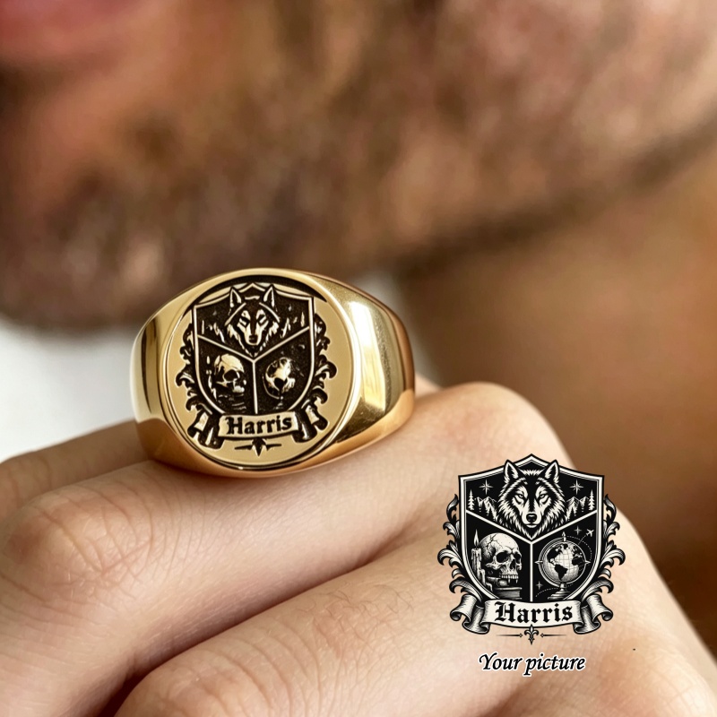 แหวนสลักลายตามสั่ง ดีไซน์ทันสม - Mens Signet Ring บทวิจารณ์และราคา