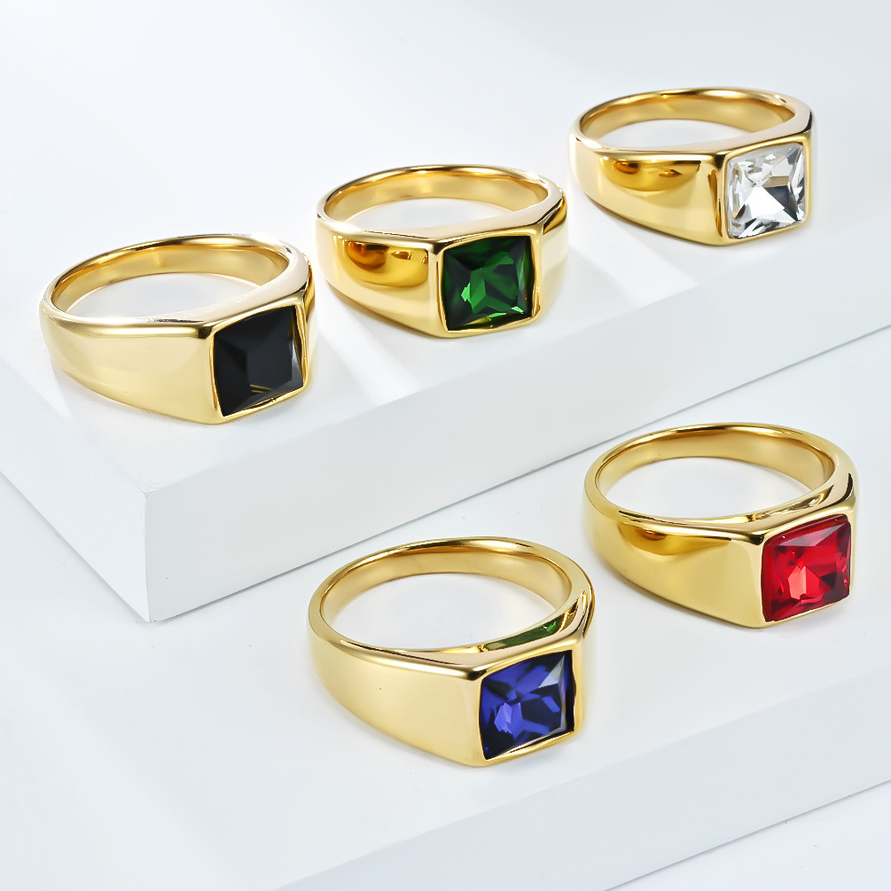 สแตนเลส Shinny เพทายสแควร์อัญม - Mens Signet Ring บทวิจารณ์และราคา