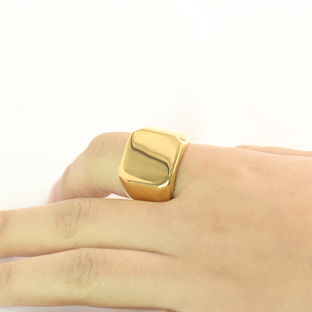 ฟรีสลักใหม่แหวนเงิน/ทอง/ดำ/น้ำ - Mens Signet Ring บทวิจารณ์และราคา