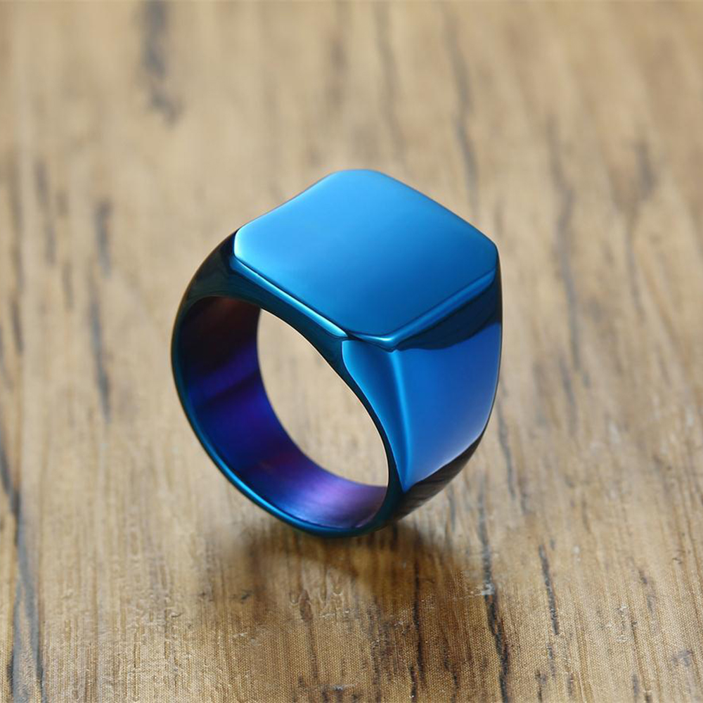 ฟรีสลักใหม่แหวนเงิน/ทอง/ดำ/น้ำ - Mens Signet Ring บทวิจารณ์และราคา