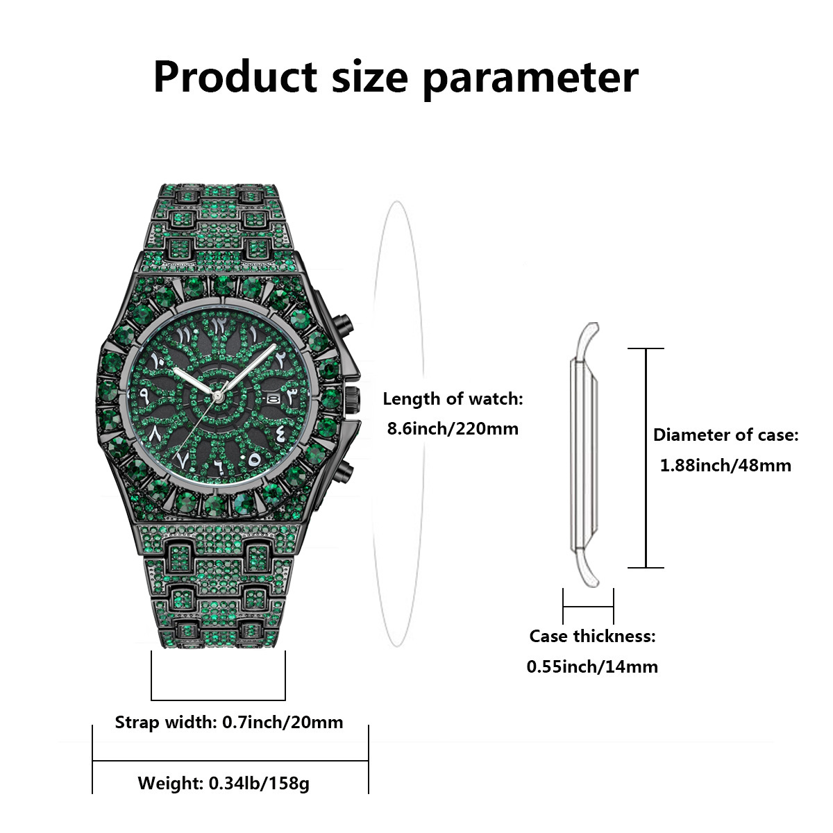 นาฬิกาข้อมือฮิปฮอปสีเขียว แบรน - Jewelry And Watches Luxury Brand บทวิจารณ์และราคา
